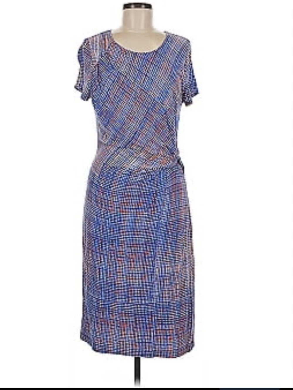 Nic & Zoe Twist Front Blue White Red Stretch Spring 4th of July Midi Dress 2X